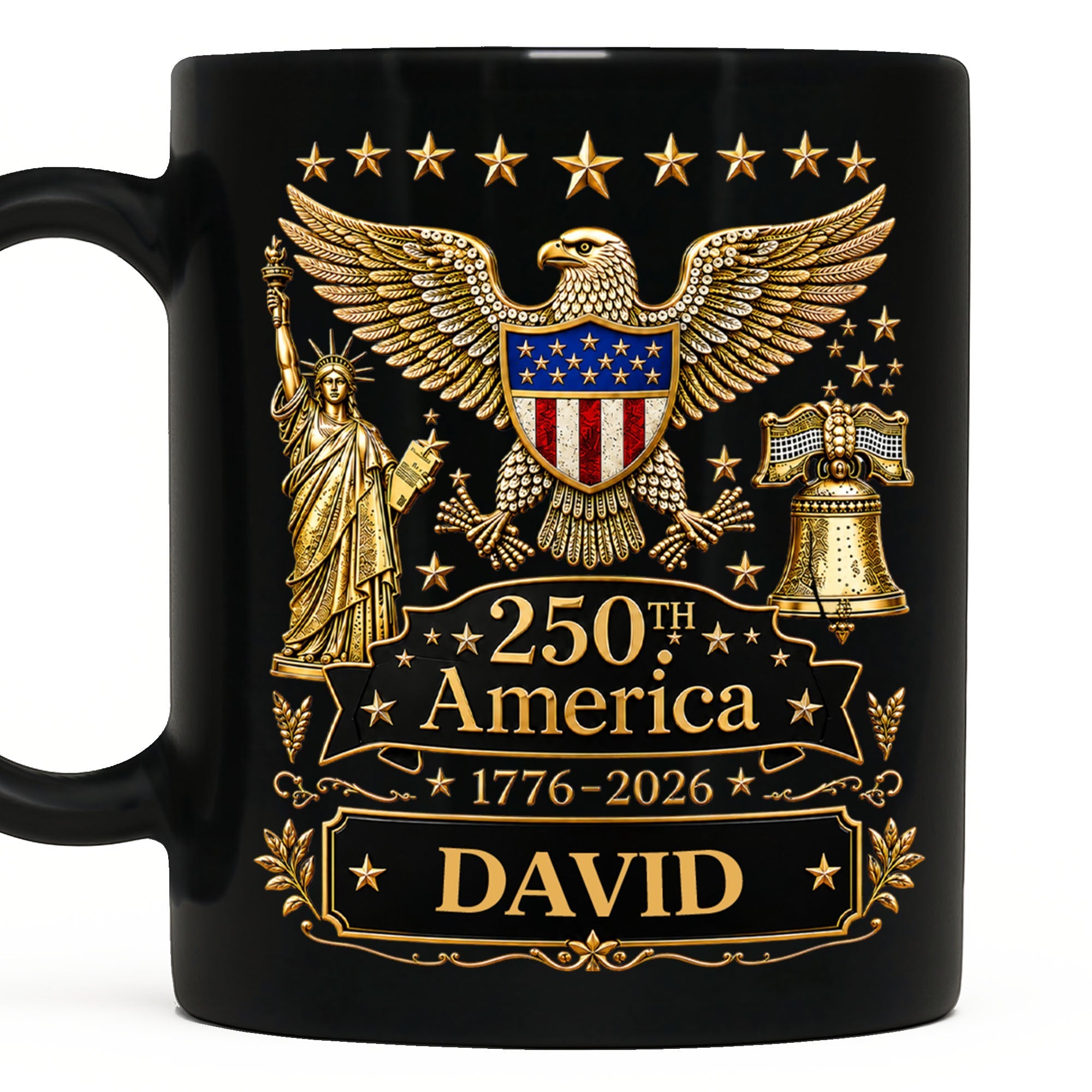 Personalized Black Mug Custom Eagle Design Gift for Dad