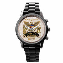Load image into Gallery viewer, Personalized Men's Watch Custom Name Eagle Liberty Bell Gift

