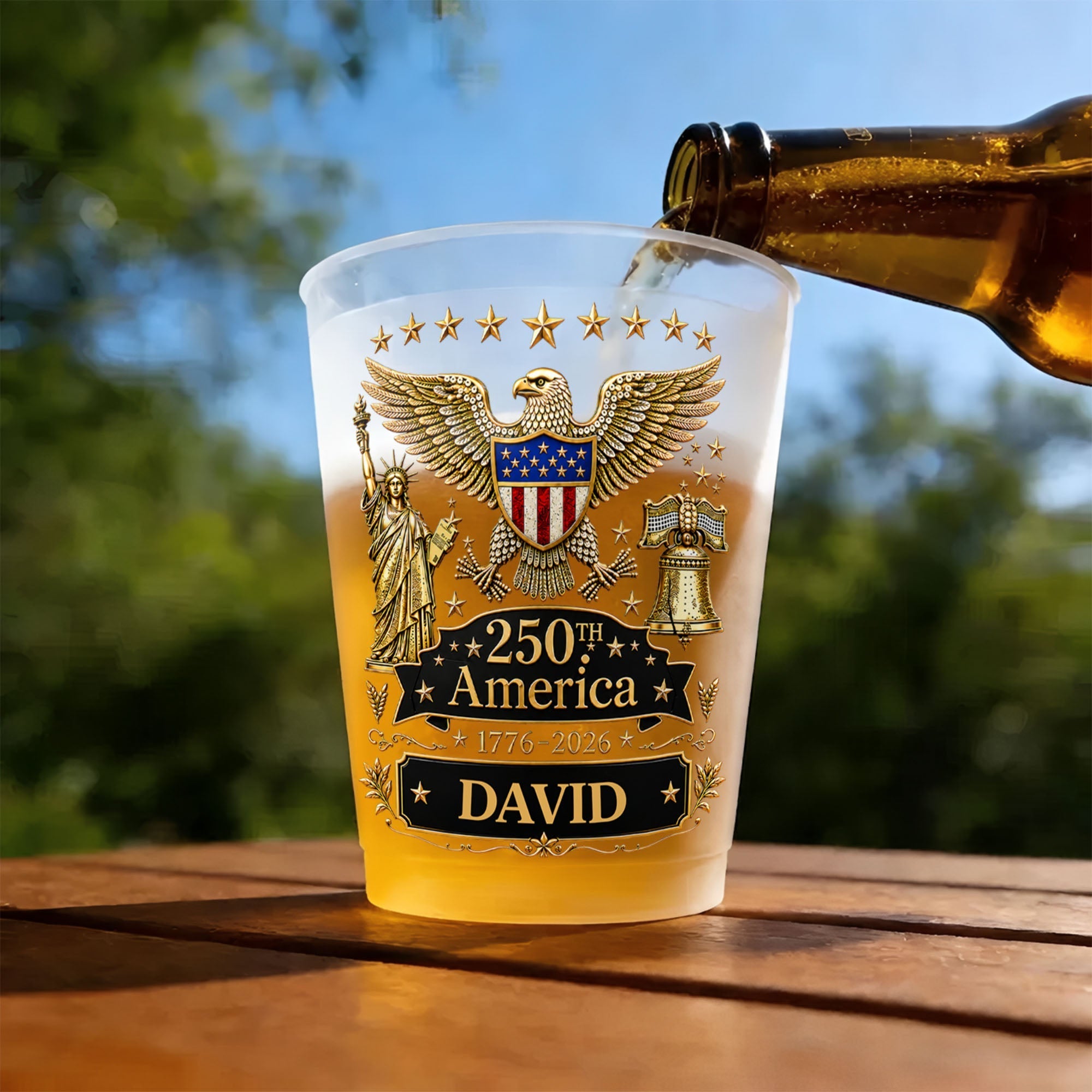 Personalized Frosted Cups Custom Name Independence Day Gift