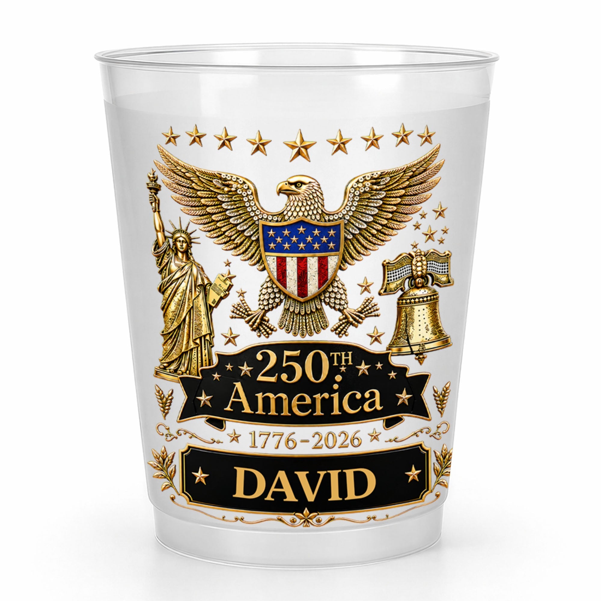 Personalized Frosted Cups Custom Name Independence Day Gift