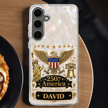 Load image into Gallery viewer, Personalized Clear Phone Case Eagle Statue Liberty Bell Gift for Dad
