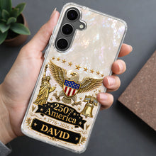 Load image into Gallery viewer, Personalized Clear Phone Case Eagle Statue Liberty Bell Gift for Dad
