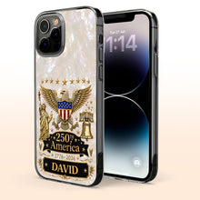 Load image into Gallery viewer, Personalized Clear Phone Case Eagle Statue Liberty Bell Gift for Dad
