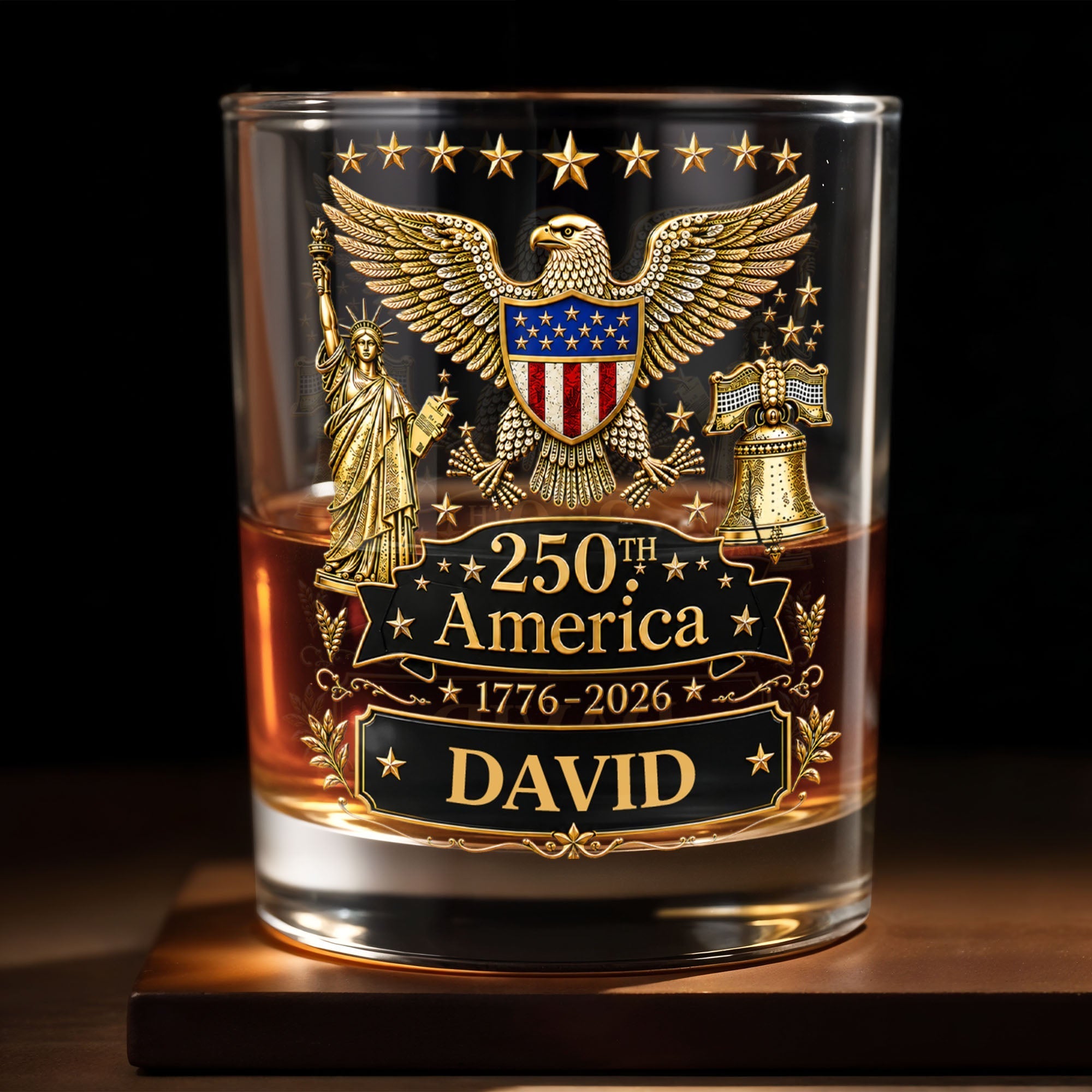 Personalized Custom Whiskey Glass with Patriotic Eagle Design for Dad – Ideal Father's Day Gift