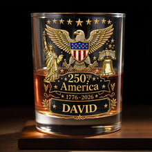 Load image into Gallery viewer, Personalized Custom Whiskey Glass with Patriotic Eagle Design for Dad – Ideal Father's Day Gift
