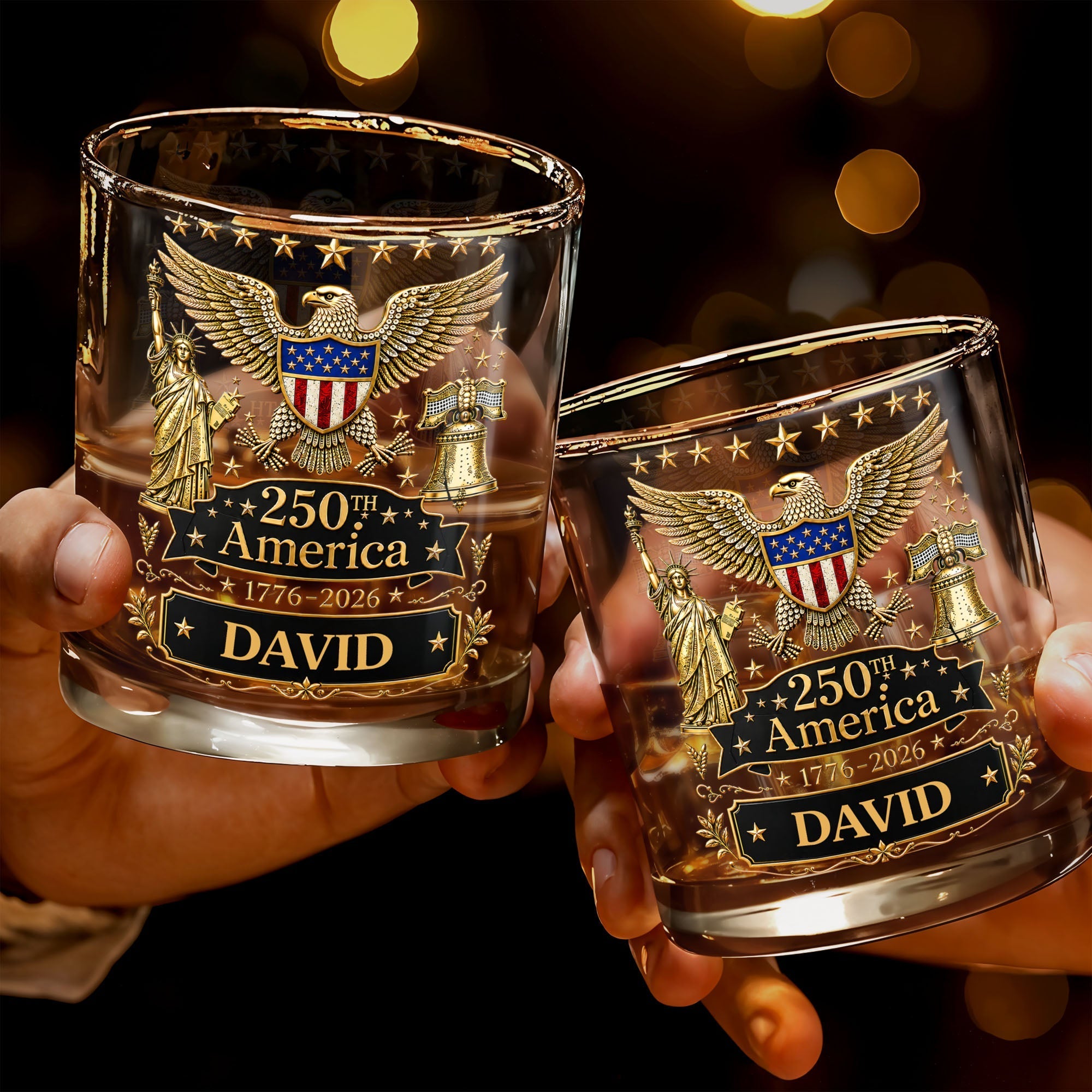 Personalized Custom Whiskey Glass with Patriotic Eagle Design for Dad – Ideal Father's Day Gift