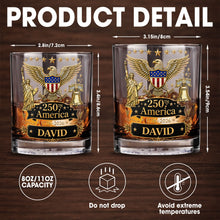Load image into Gallery viewer, Personalized Custom Whiskey Glass with Patriotic Eagle Design for Dad – Ideal Father's Day Gift
