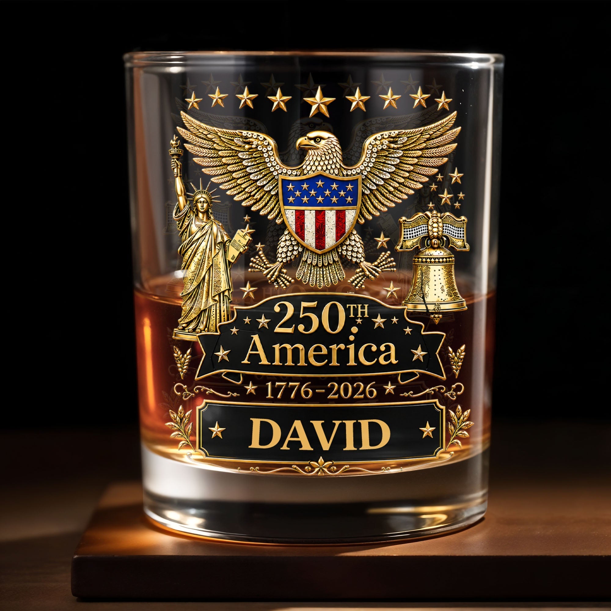 Personalized Custom Whiskey Glass with Patriotic Eagle Design for Dad – Ideal Father's Day Gift