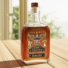 Load image into Gallery viewer, Personalized Whiskey Bottle Custom Name Eagle Liberty Bell Gift for Dad
