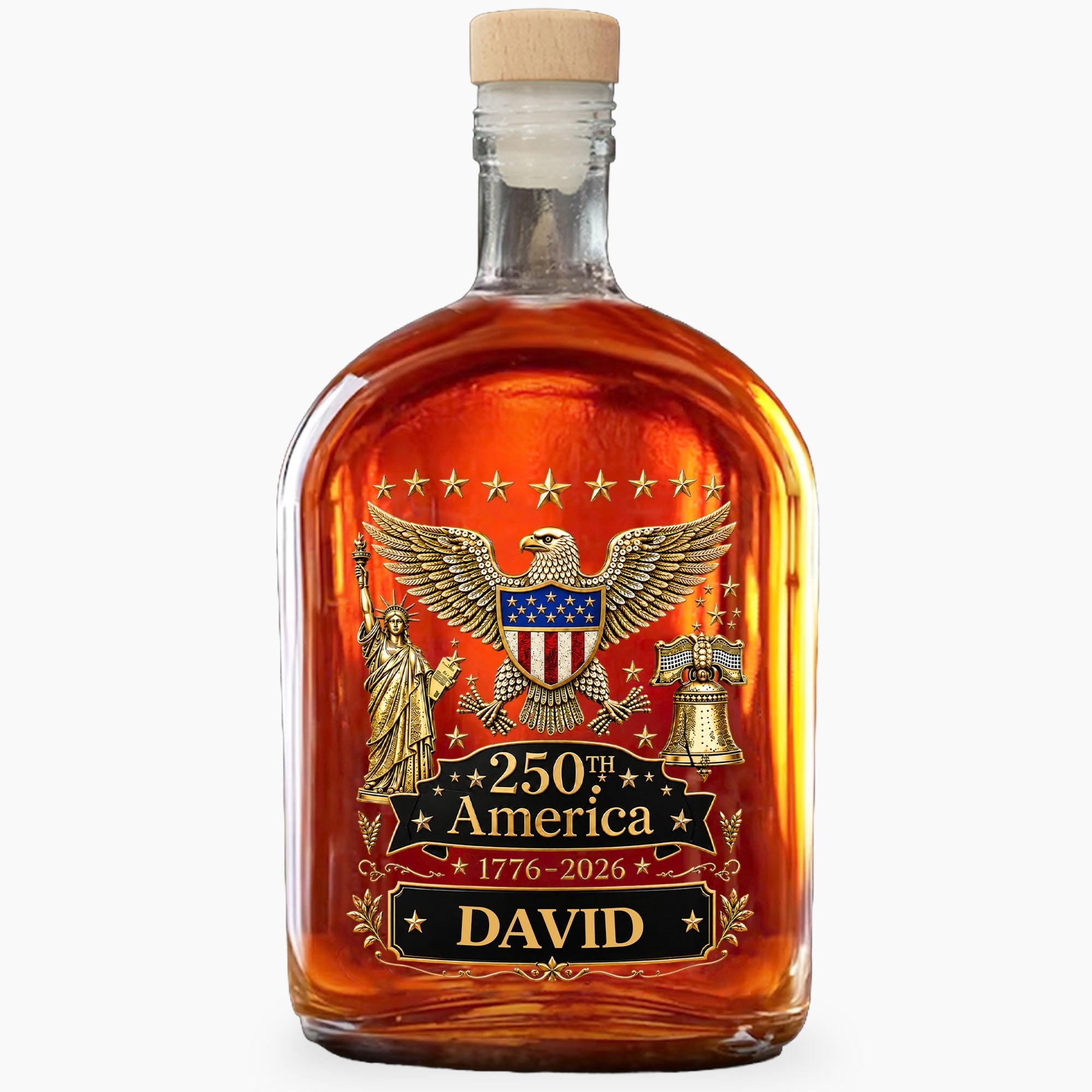 Personalized Whiskey Bottle Custom Name Eagle Liberty Bell Gift for Dad