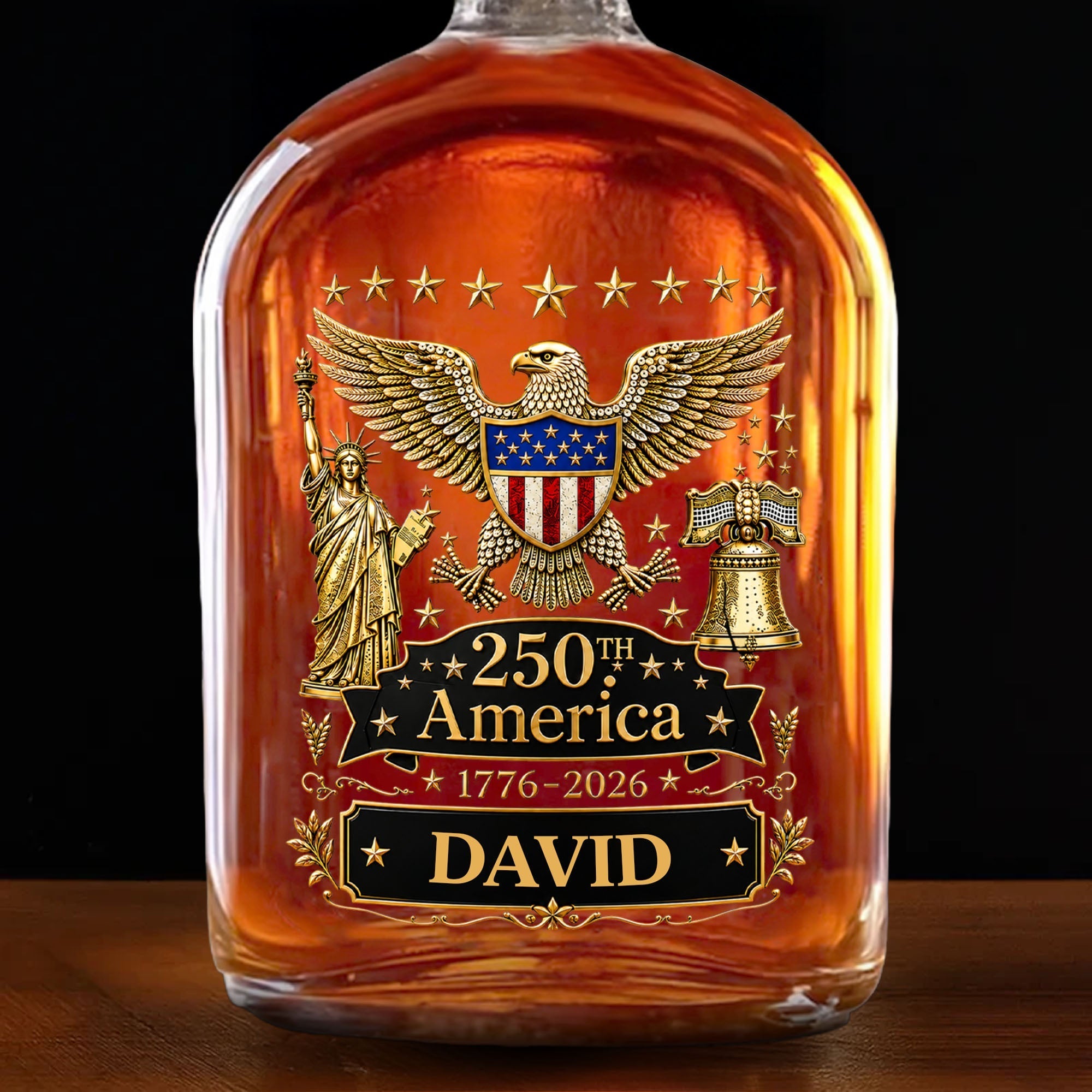 Personalized Whiskey Bottle Custom Name Eagle Liberty Bell Gift for Dad