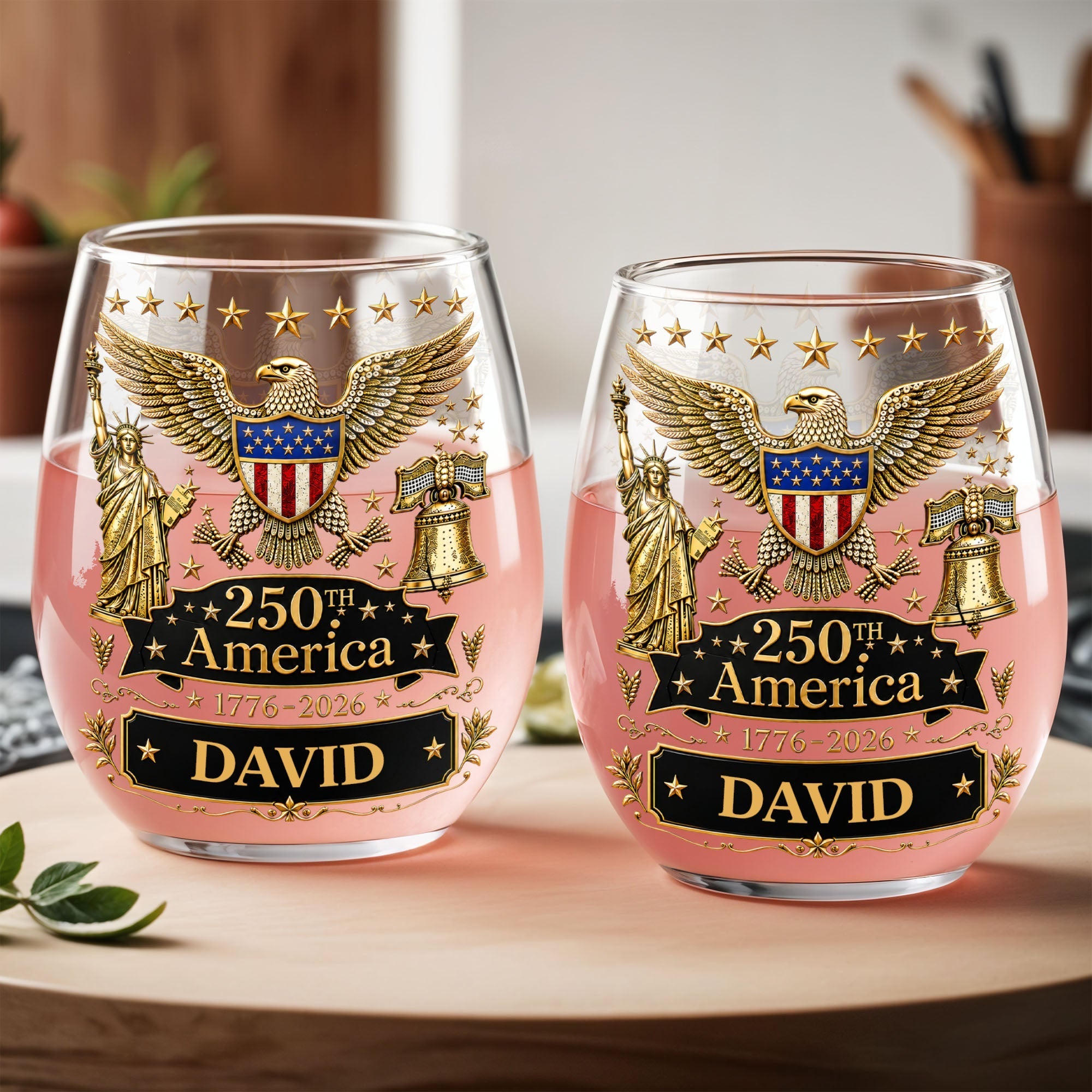 Personalized Stemless Wine Glass 250th Anniversary Gift Idea