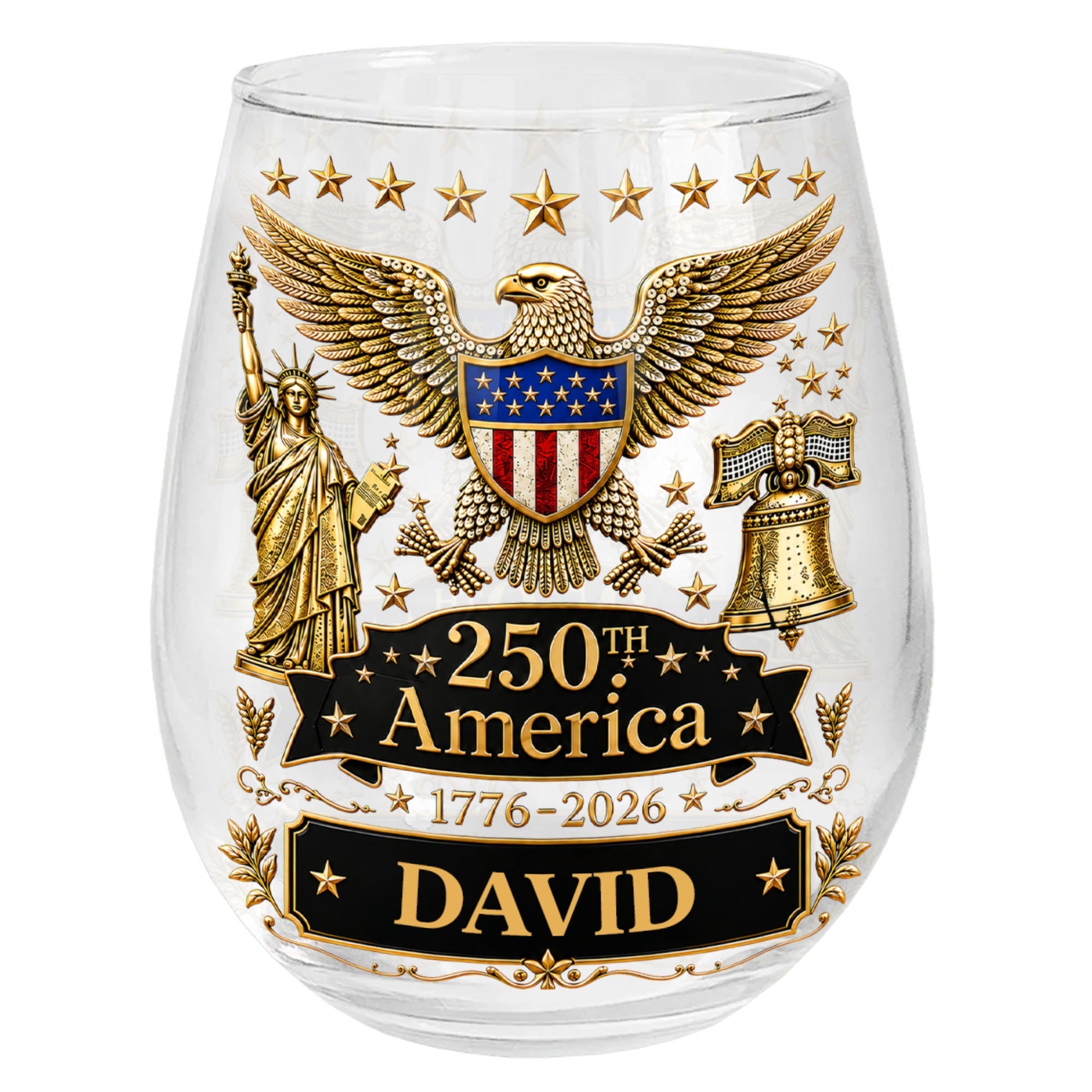 Personalized Stemless Wine Glass 250th Anniversary Gift Idea