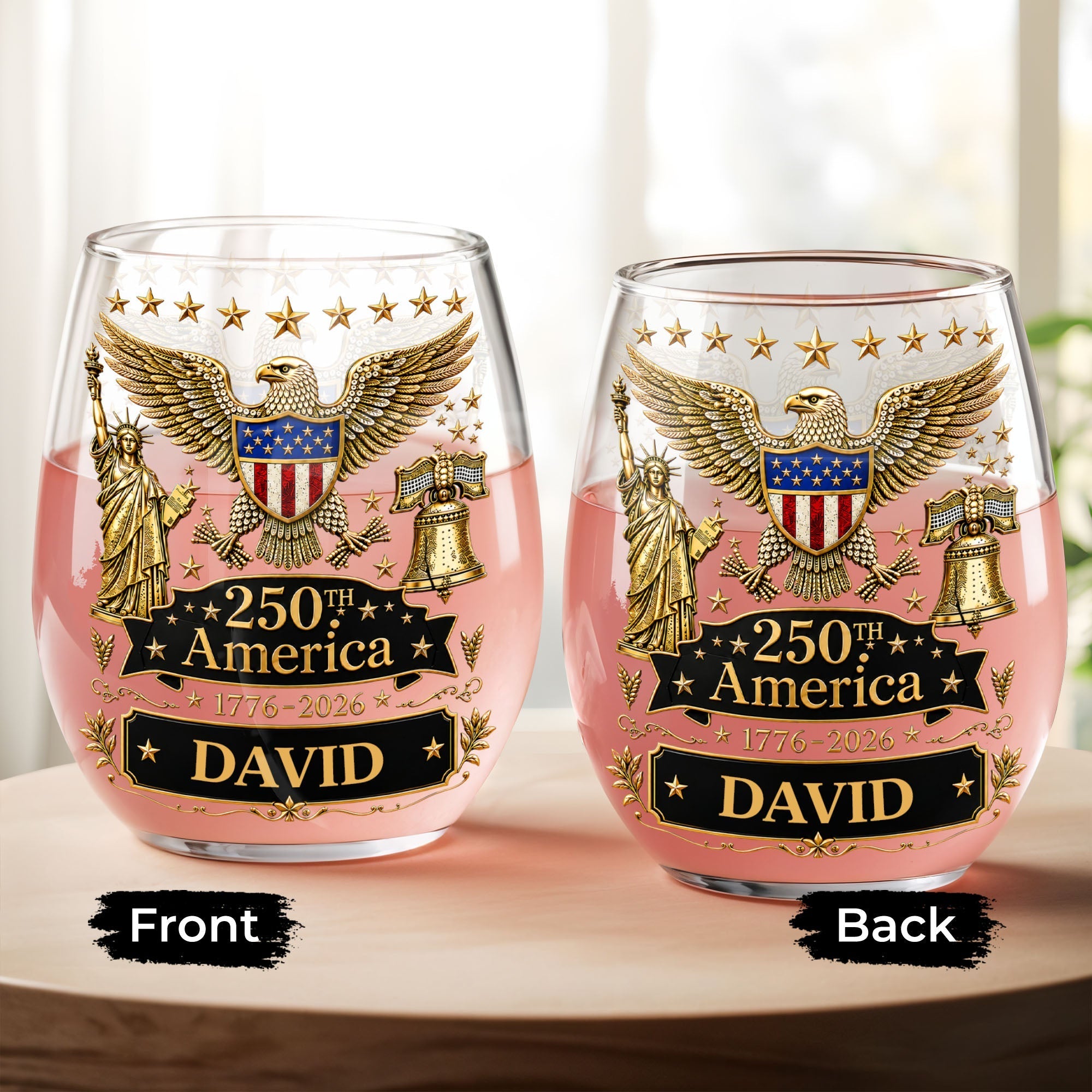 Personalized Stemless Wine Glass 250th Anniversary Gift Idea