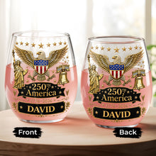 Load image into Gallery viewer, Personalized Stemless Wine Glass 250th Anniversary Gift Idea
