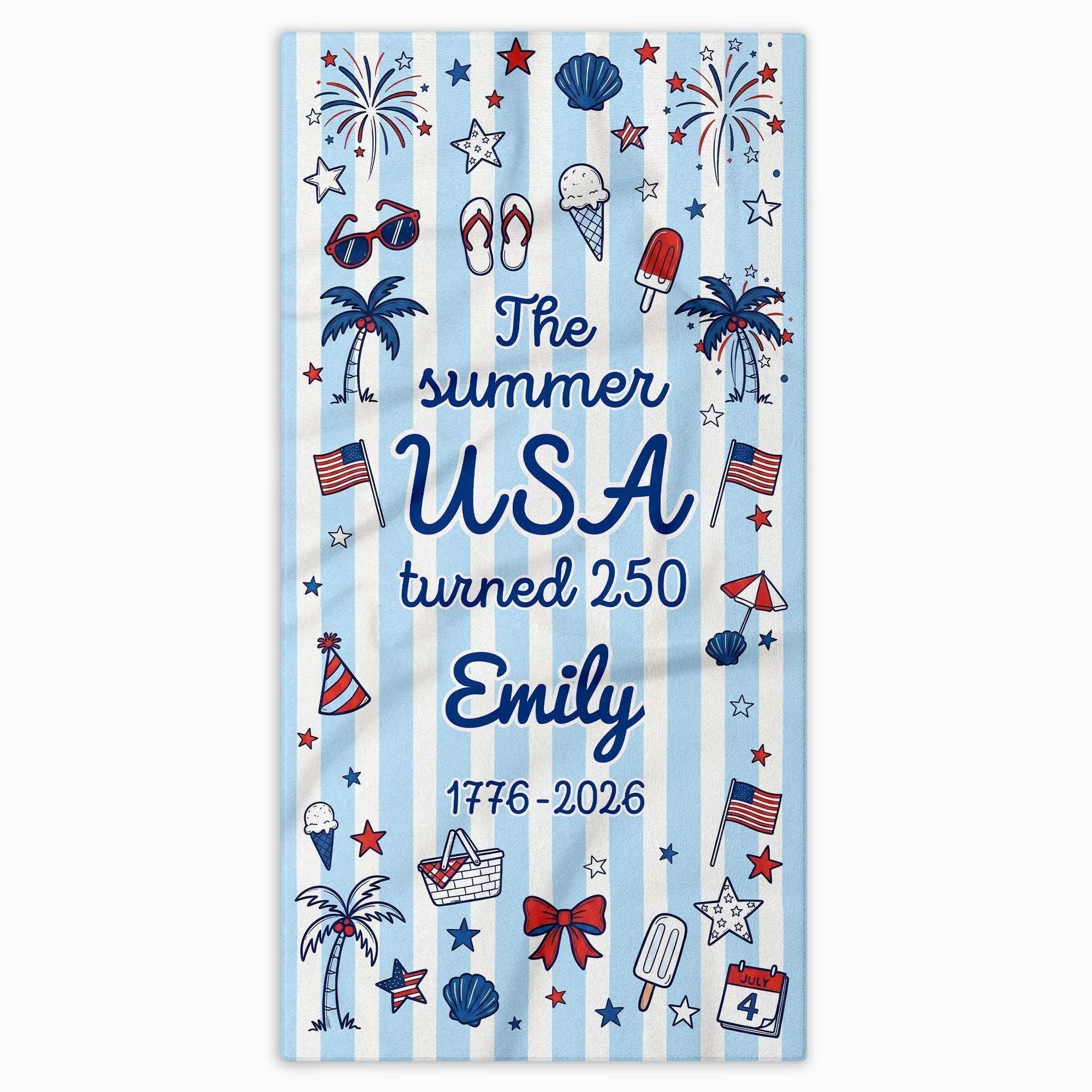 Personalized USA Flag Microfiber Beach Towel Gift for Family