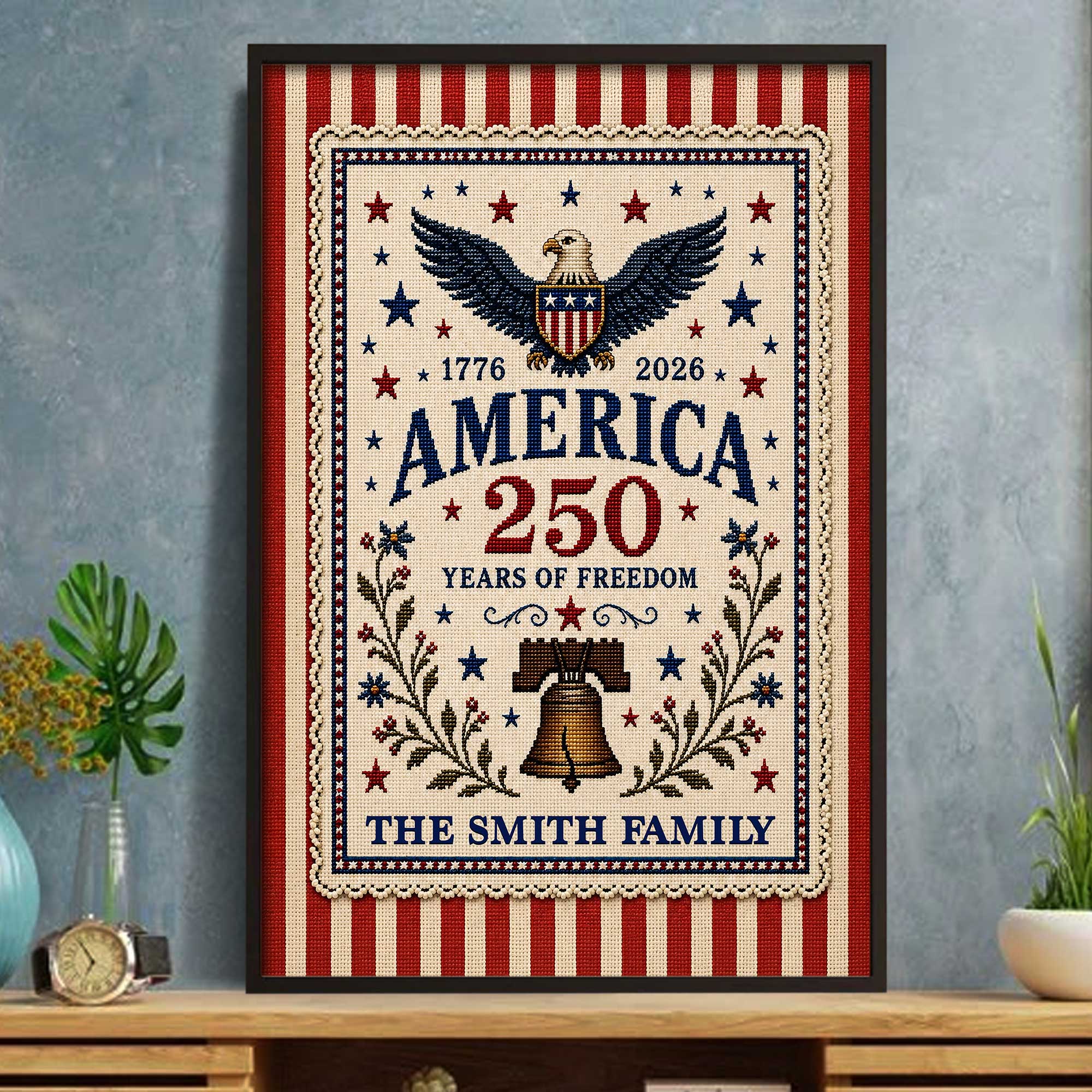 Personalized Vertical Poster America Freedom Family Custom Photo Gift