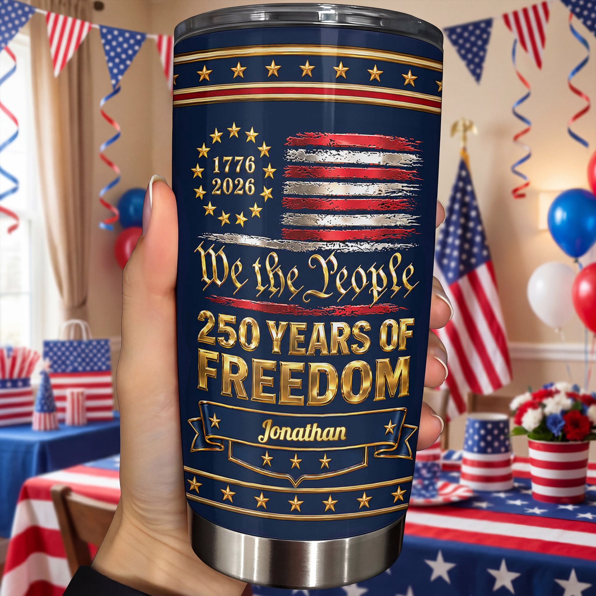 Personalized Stainless Steel Tumbler American Flag Gift for Dad