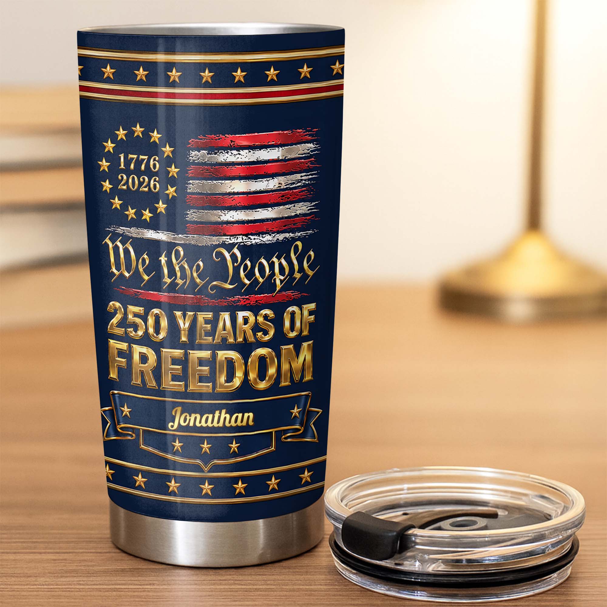Personalized Stainless Steel Tumbler American Flag Gift for Dad