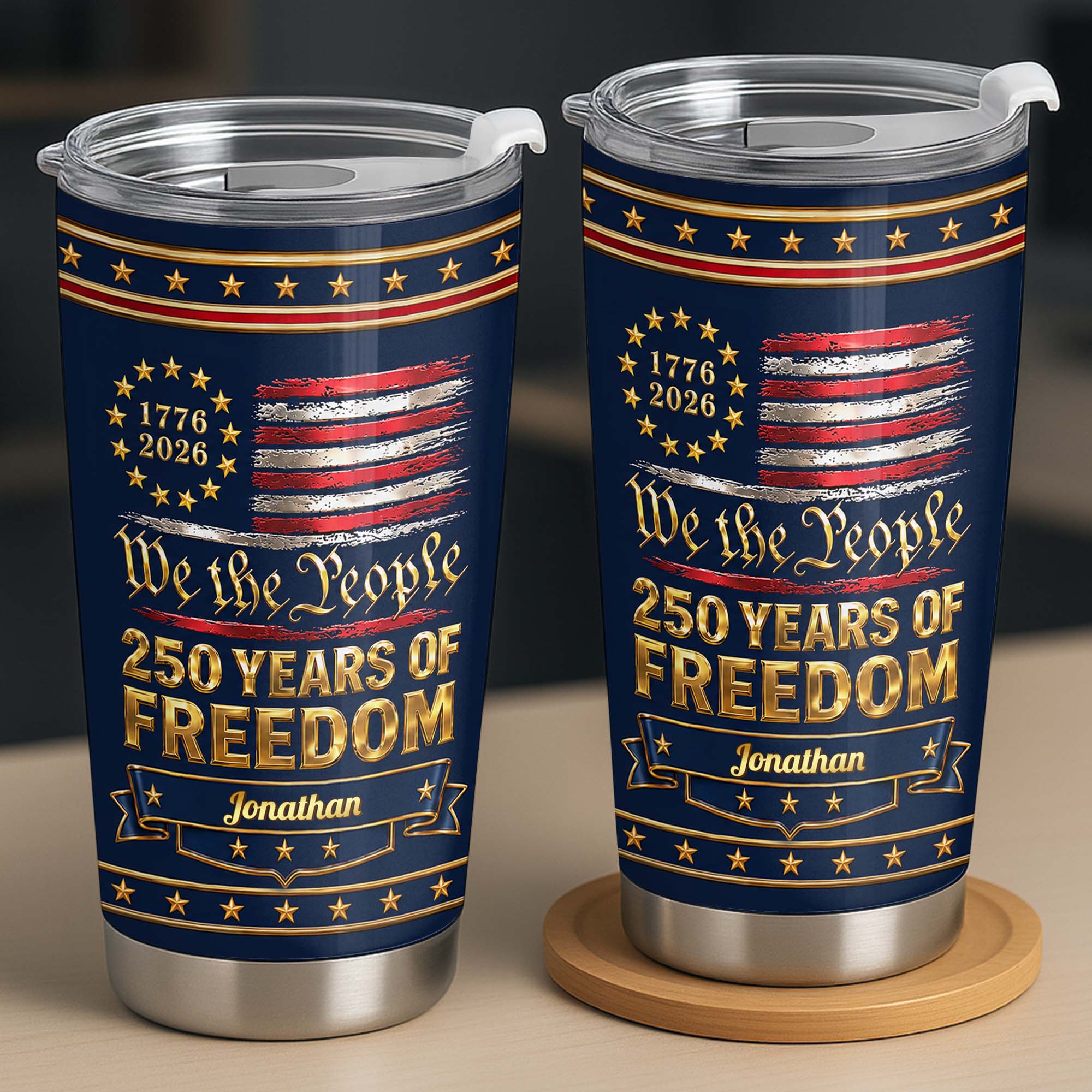 Personalized Stainless Steel Tumbler American Flag Gift for Dad