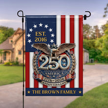 Load image into Gallery viewer, Personalized Double-Sided Garden Flag Custom Family Name Eagle &amp; American Flag 4th of July Gift
