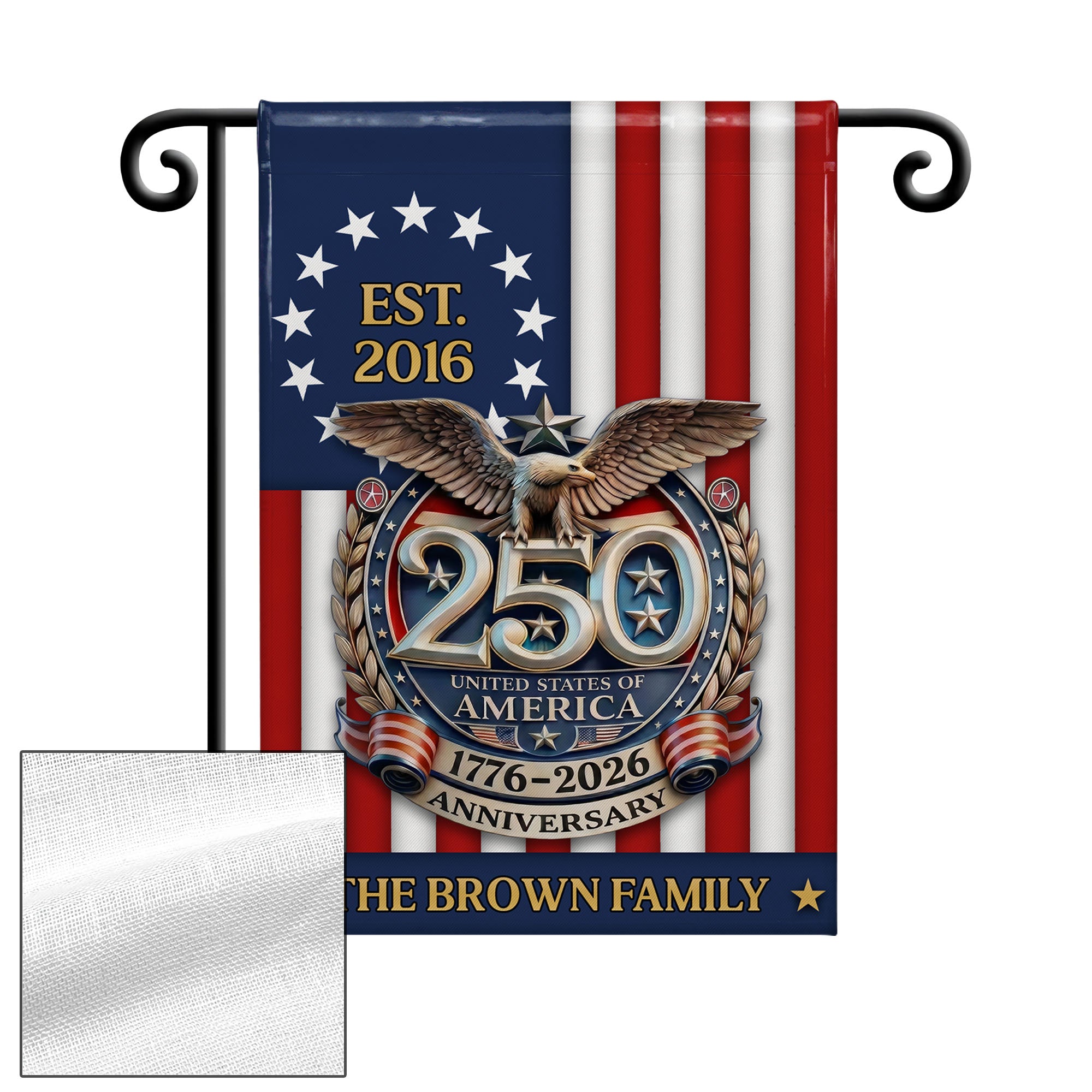 Personalized Double-Sided Garden Flag Custom Family Name Eagle & American Flag 4th of July Gift