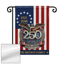 Load image into Gallery viewer, Personalized Double-Sided Garden Flag Custom Family Name Eagle &amp; American Flag 4th of July Gift
