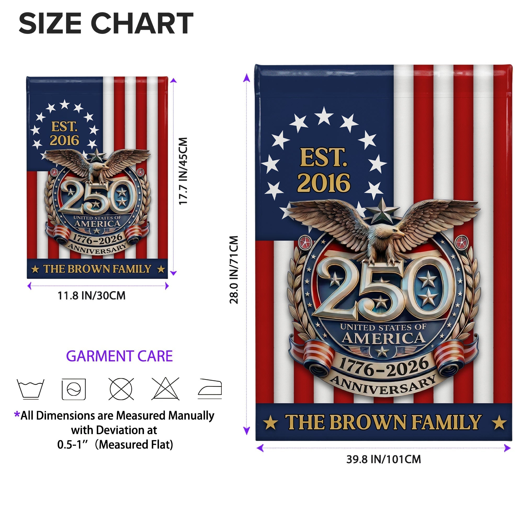 Personalized Double-Sided Garden Flag Custom Family Name Eagle & American Flag 4th of July Gift