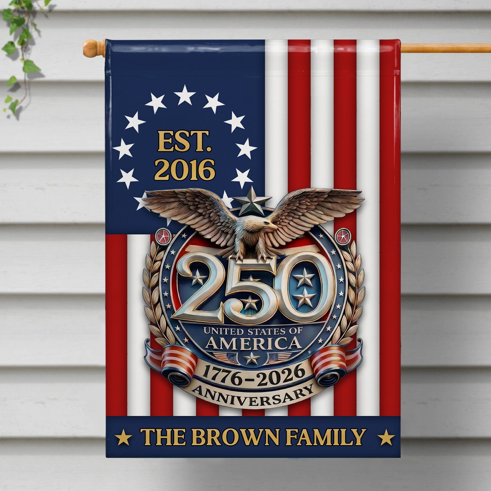 Personalized Double-Sided Garden Flag Custom Family Name Eagle & American Flag 4th of July Gift