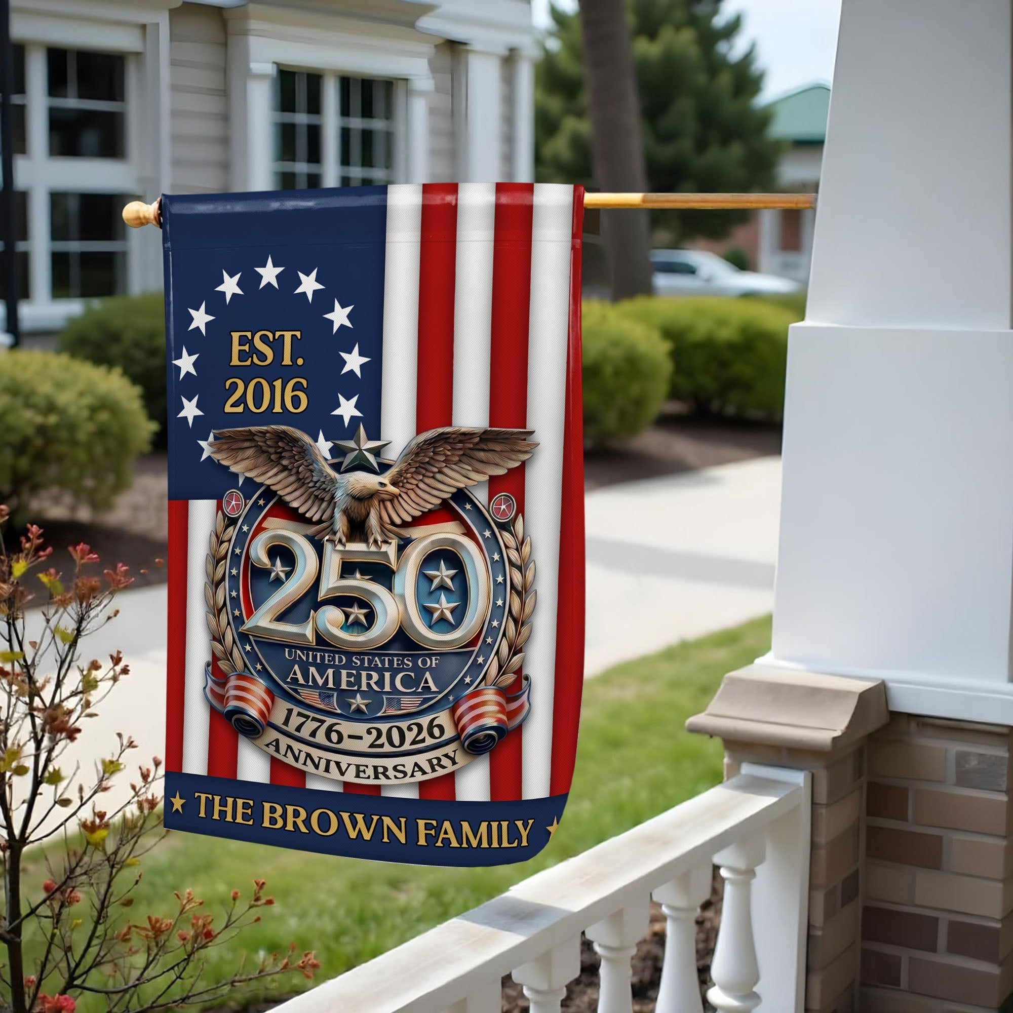 Personalized Double-Sided Garden Flag Custom Family Name Eagle & American Flag 4th of July Gift