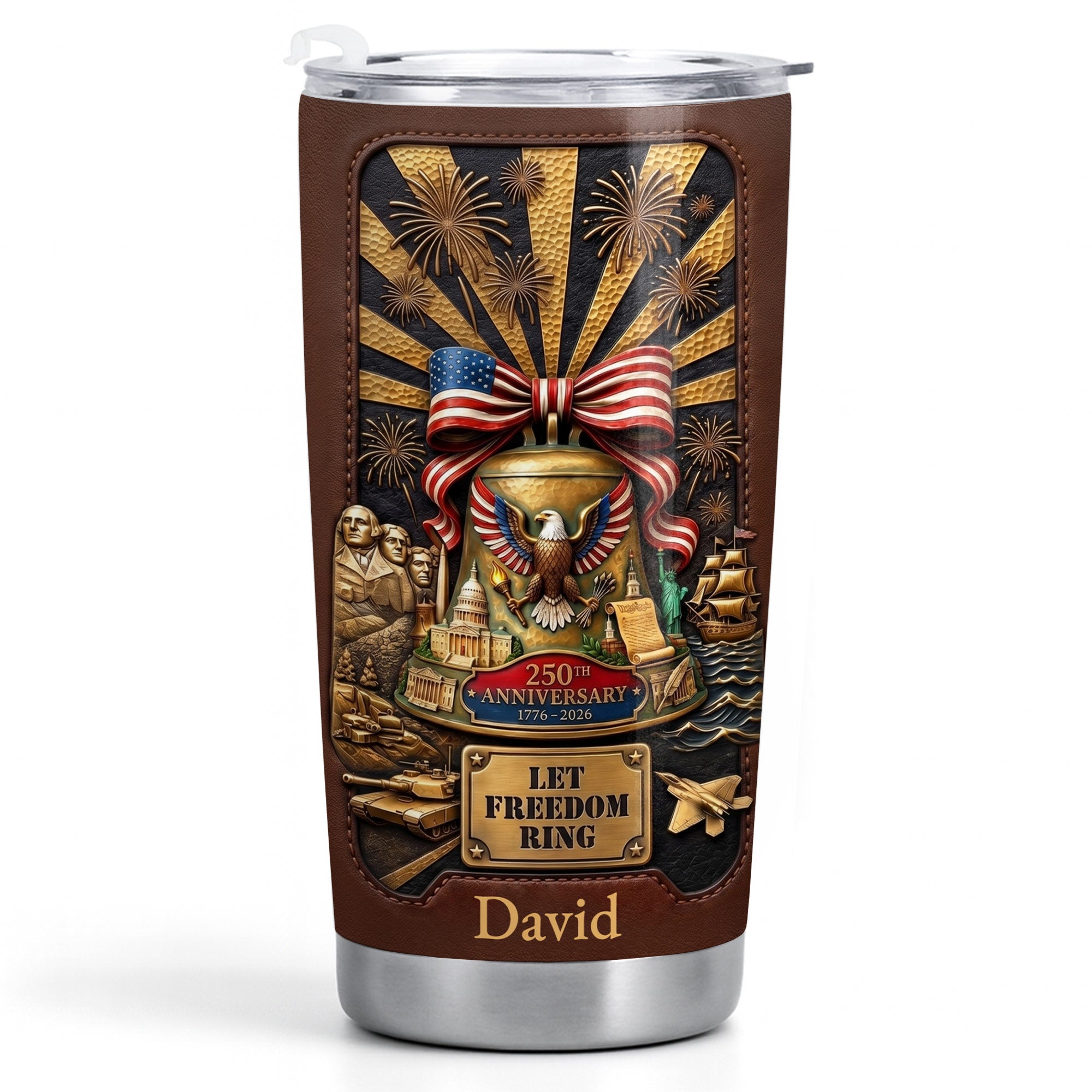 Personalized 20oz Stainless Steel Tumbler USA Theme Gift for Dad
