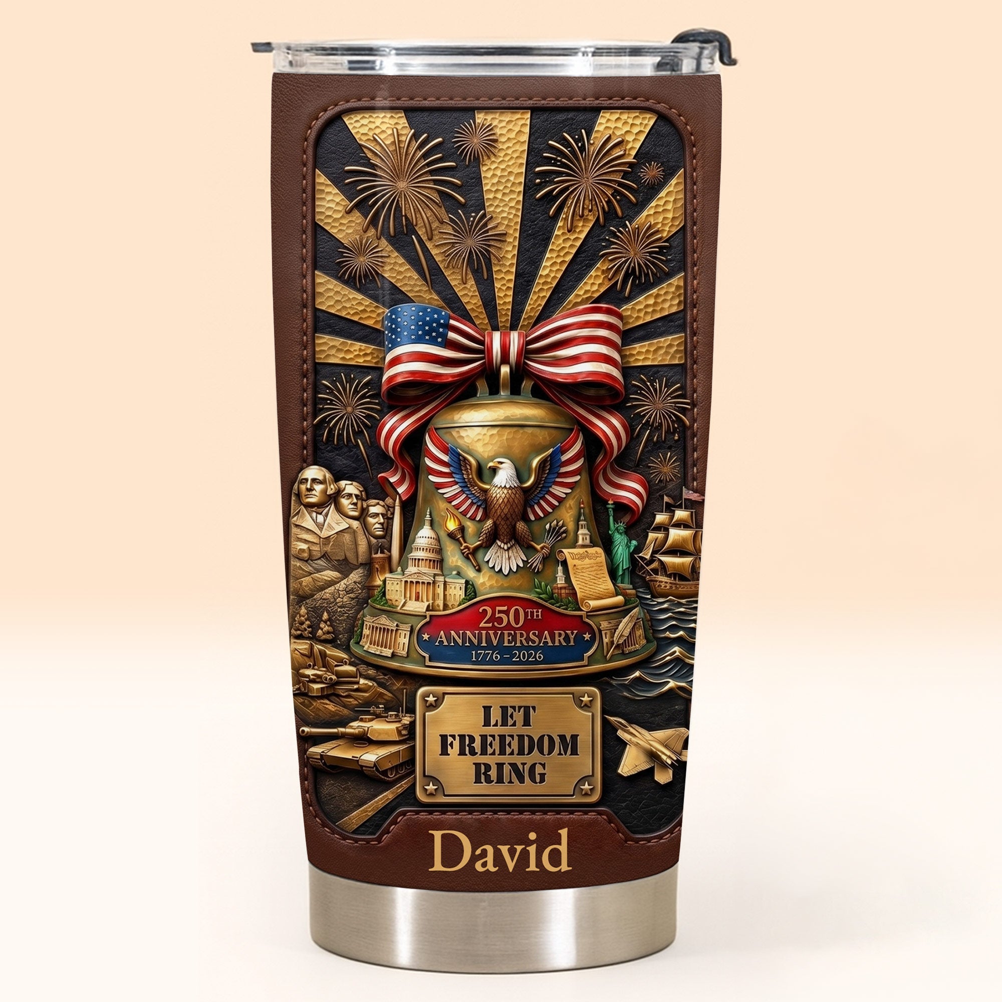 Personalized 20oz Stainless Steel Tumbler USA Theme Gift for Dad
