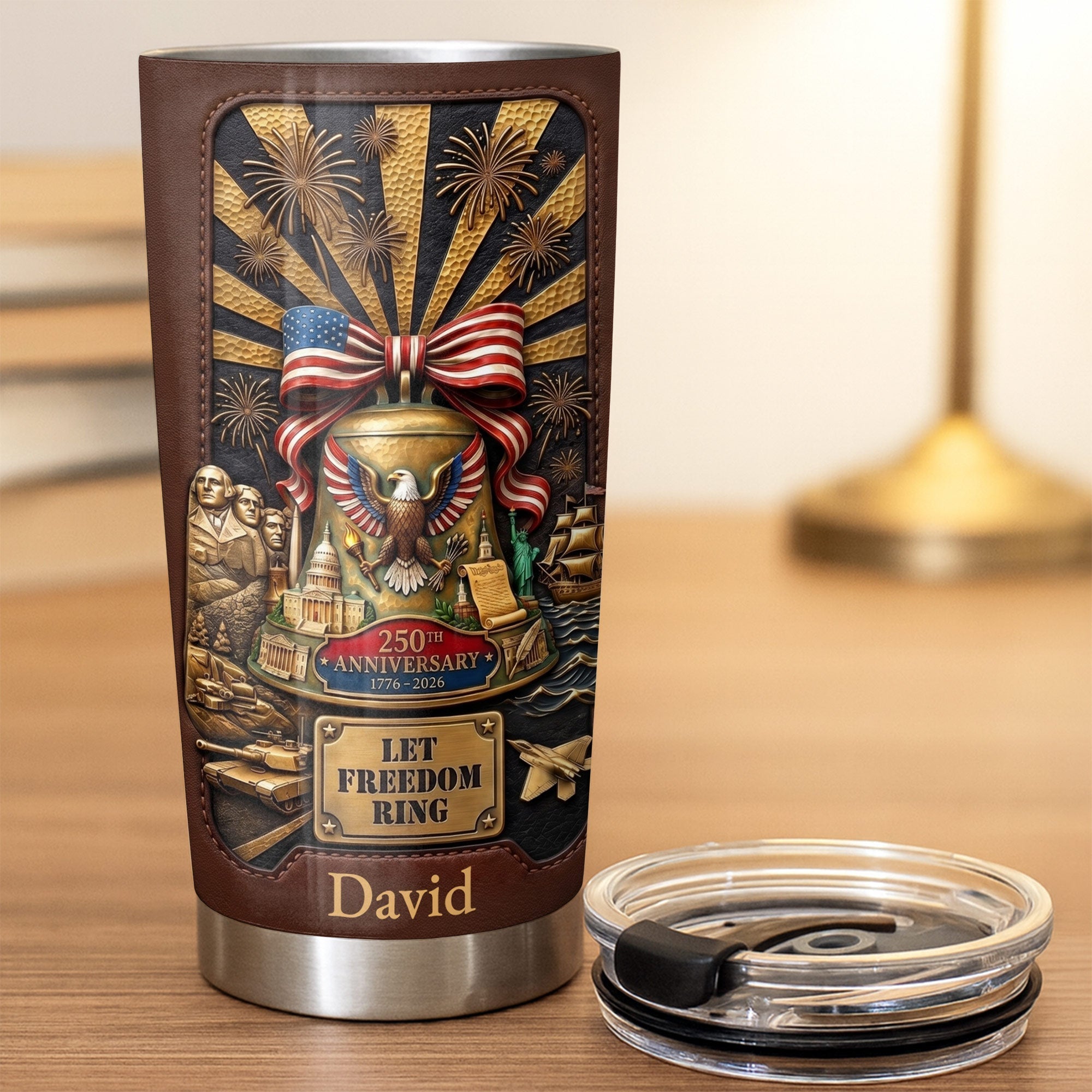 Personalized 20oz Stainless Steel Tumbler USA Theme Gift for Dad
