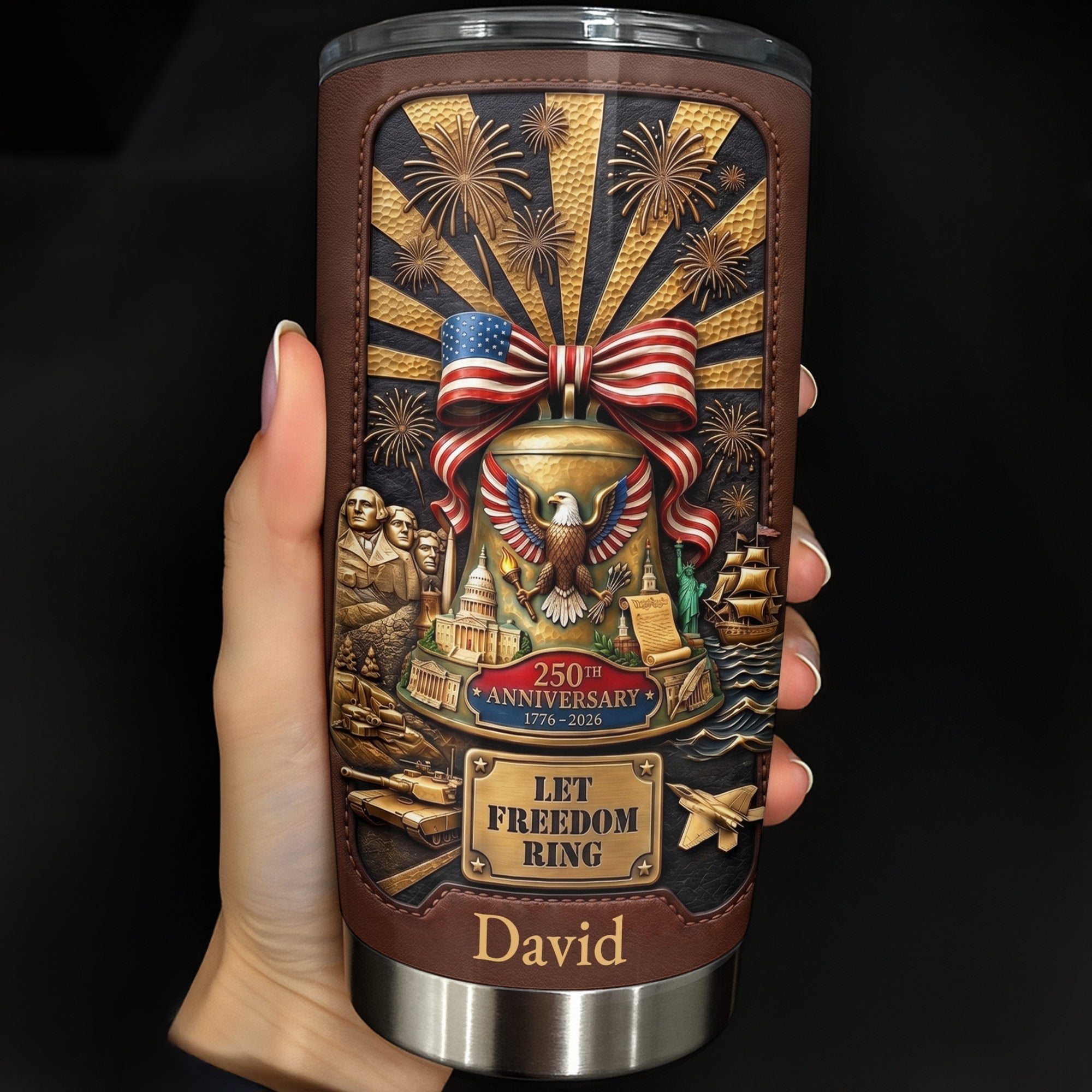 Personalized 20oz Stainless Steel Tumbler USA Theme Gift for Dad
