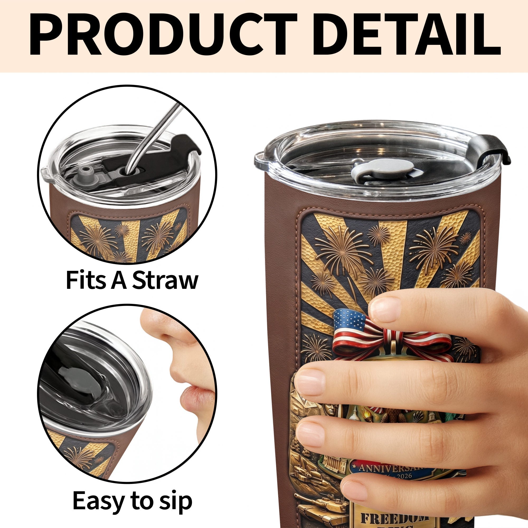 Personalized 20oz Stainless Steel Tumbler USA Theme Gift for Dad