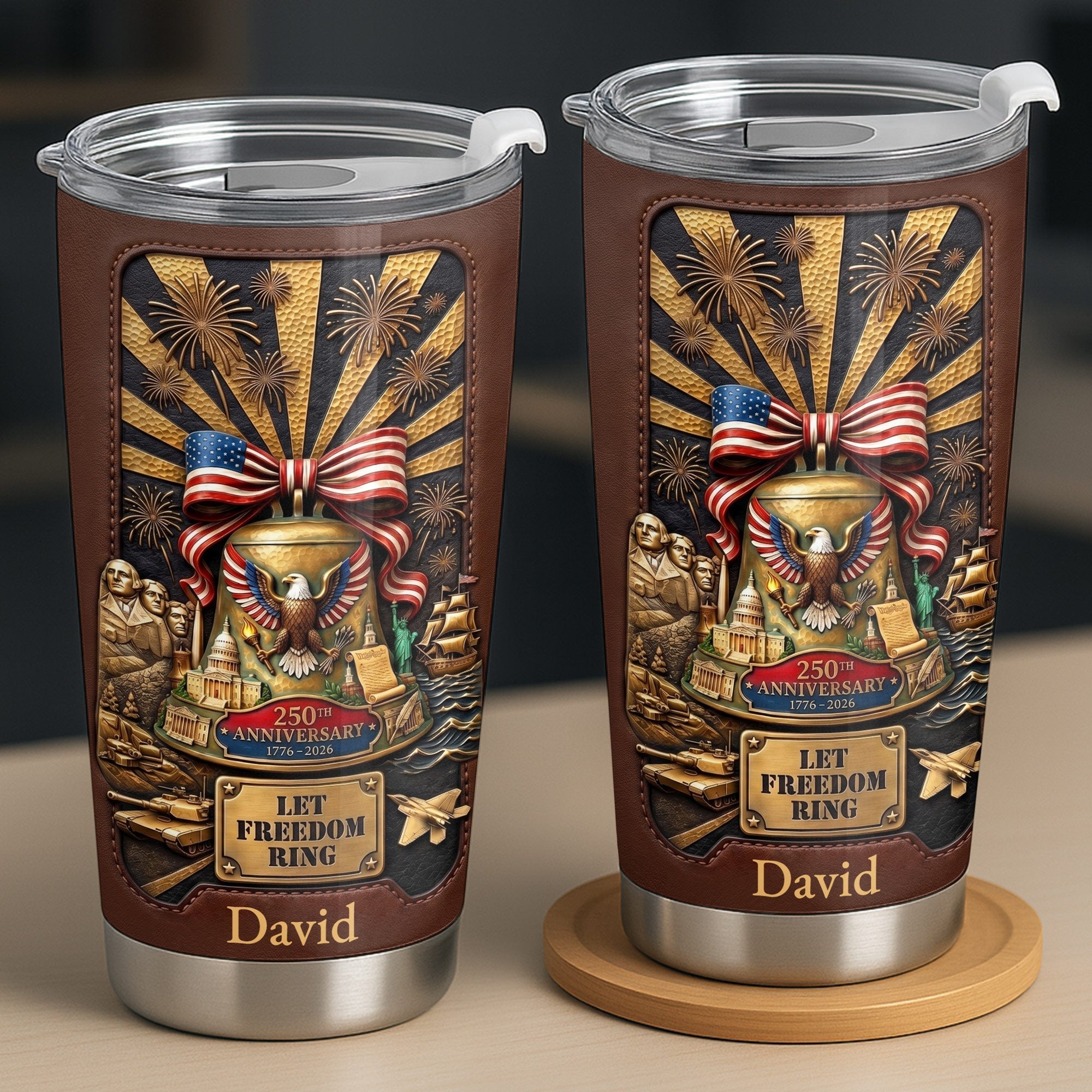 Personalized 20oz Stainless Steel Tumbler USA Theme Gift for Dad