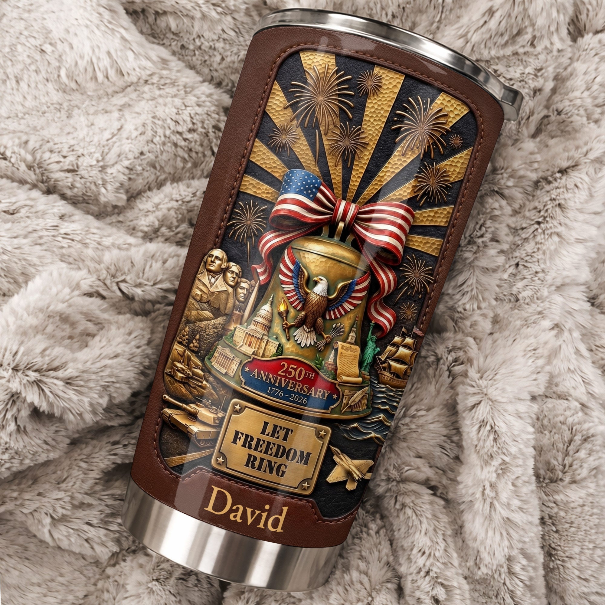 Personalized 20oz Stainless Steel Tumbler USA Theme Gift for Dad