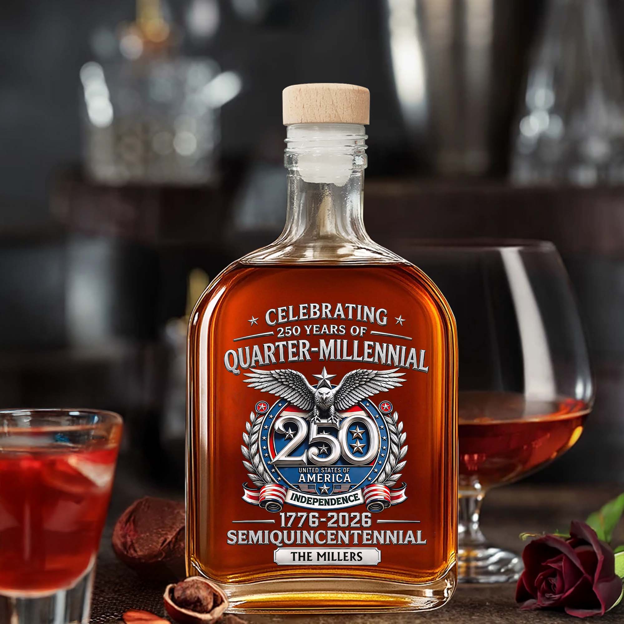 Personalized Whiskey Bottle Custom Name Gift for Dad 4th of July