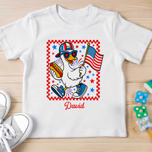 Personalized Patriotic Duck Youth T-Shirt Custom Name Gift