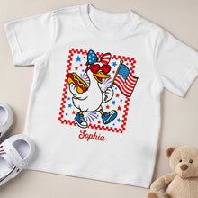 Load image into Gallery viewer, Personalized Patriotic Duck Youth T-Shirt Custom Name Gift
