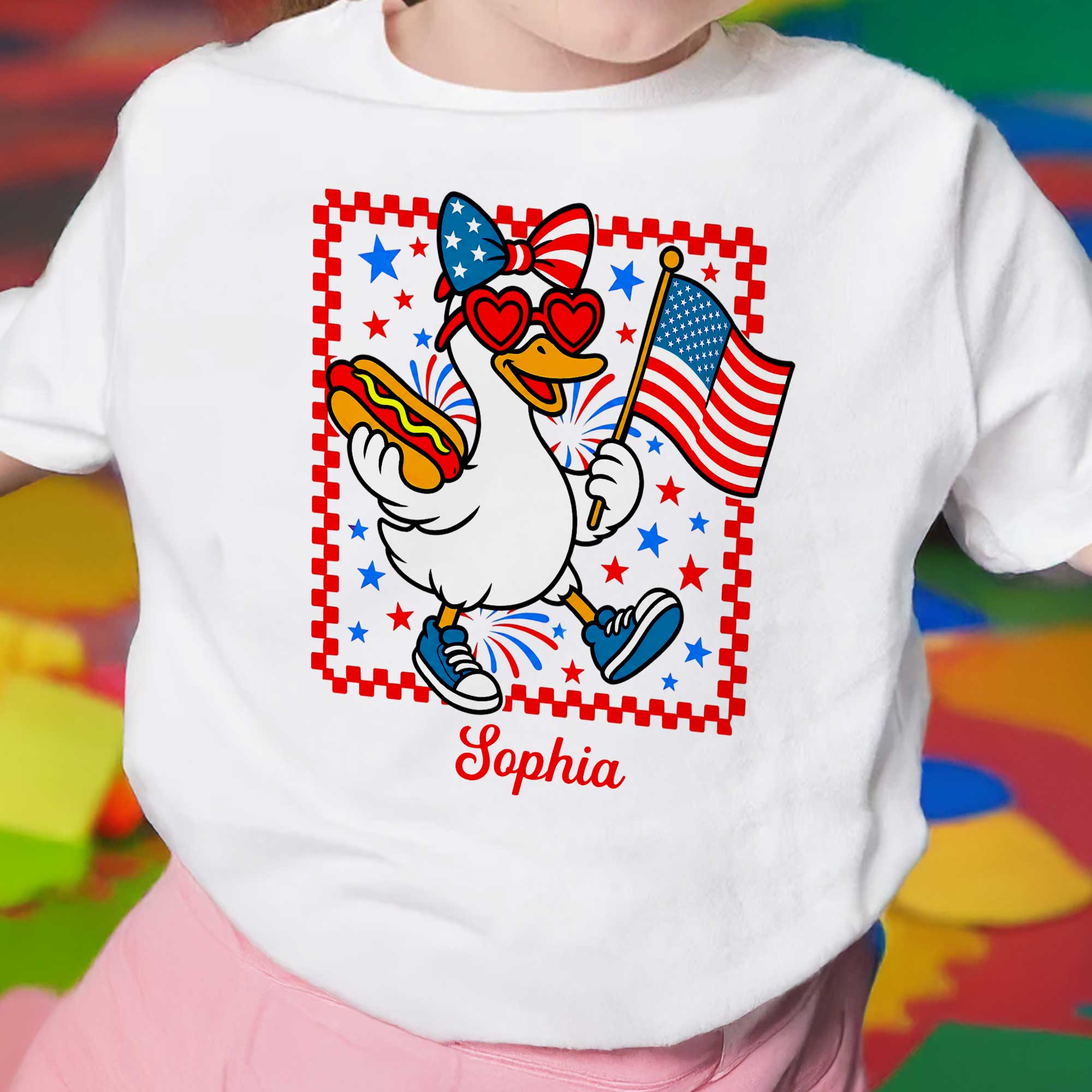 Personalized Patriotic Duck Youth T-Shirt Custom Name Gift