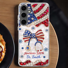 Load image into Gallery viewer, Personalized Clear Phone Case with Crystals for Doctor | 4th of July Gift
