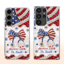 Load image into Gallery viewer, Personalized Clear Phone Case with Crystals for Doctor | 4th of July Gift
