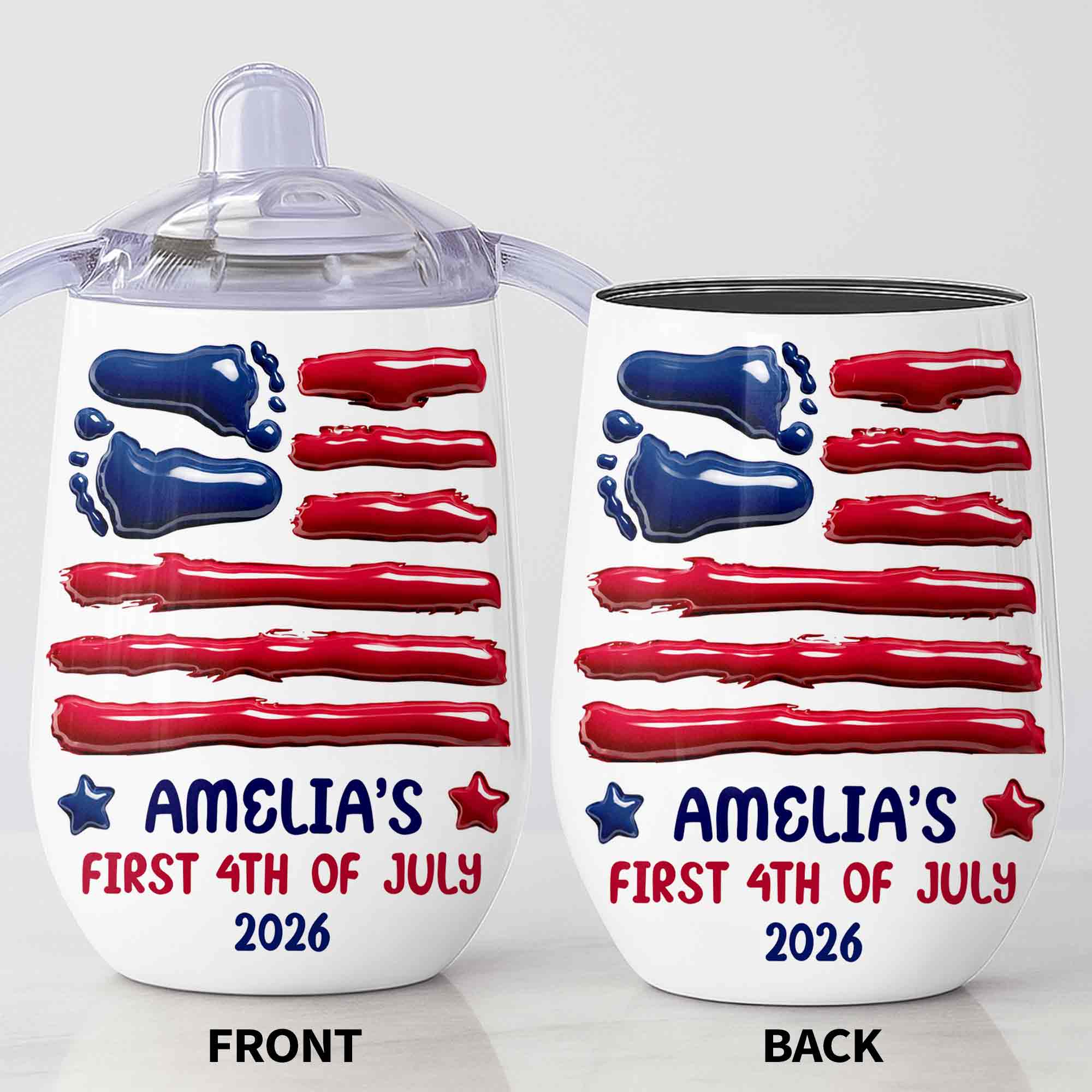 Personalized 4th of July Sippy Cup Custom Name for Kids