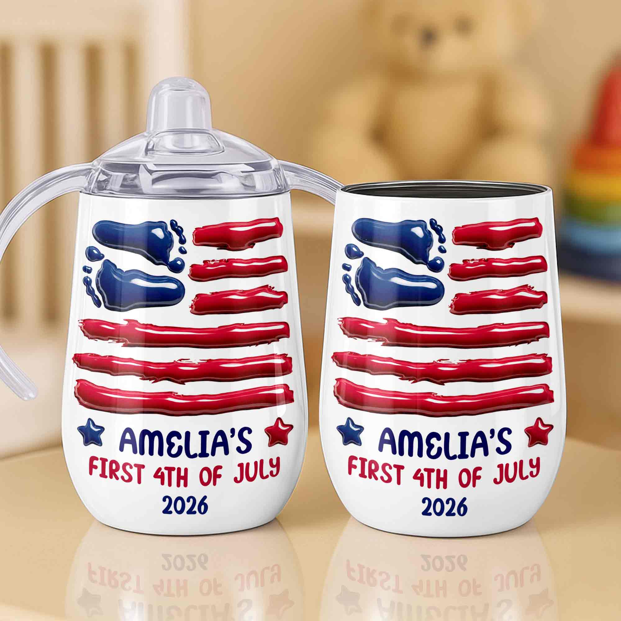 Personalized 4th of July Sippy Cup Custom Name for Kids