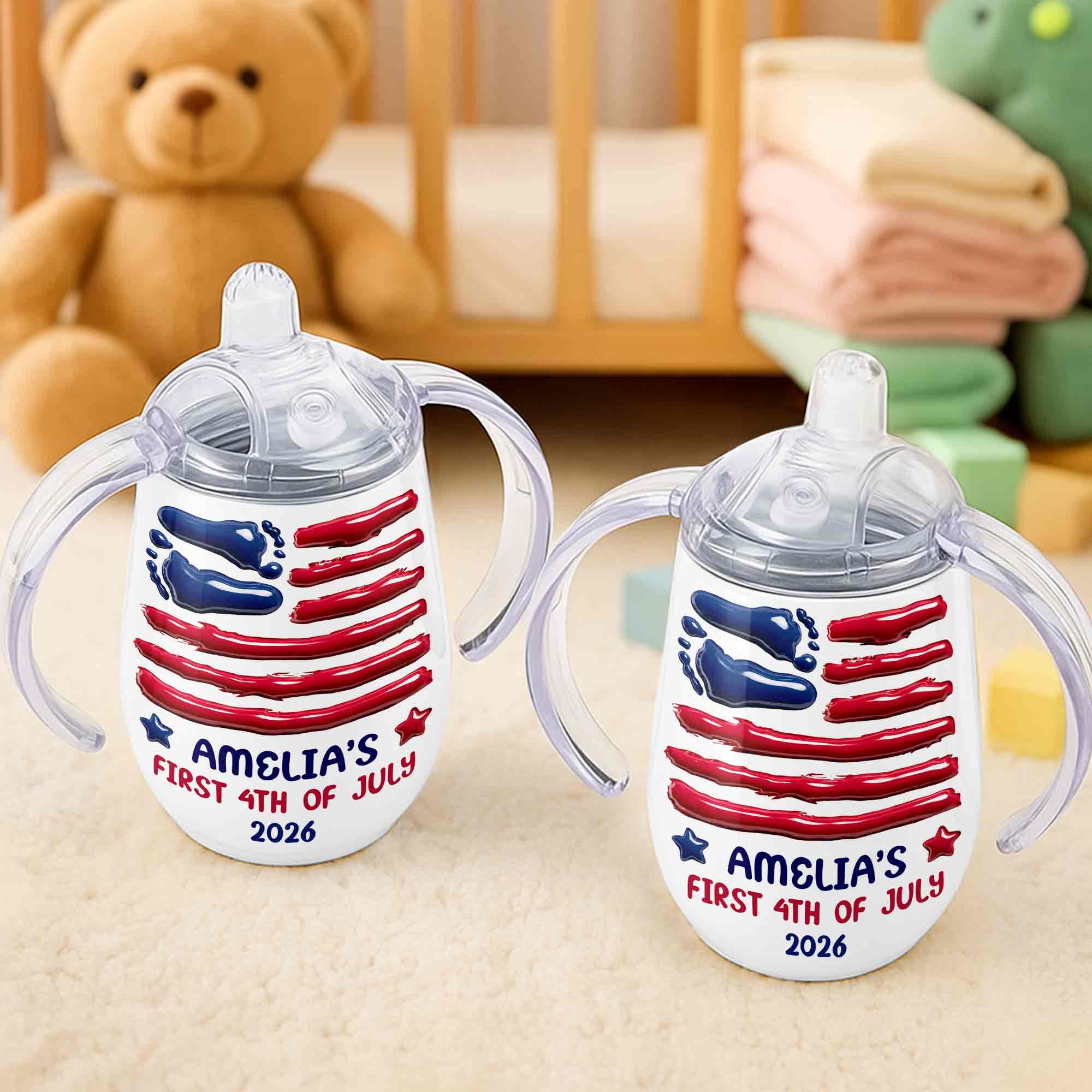 Personalized 4th of July Sippy Cup Custom Name for Kids