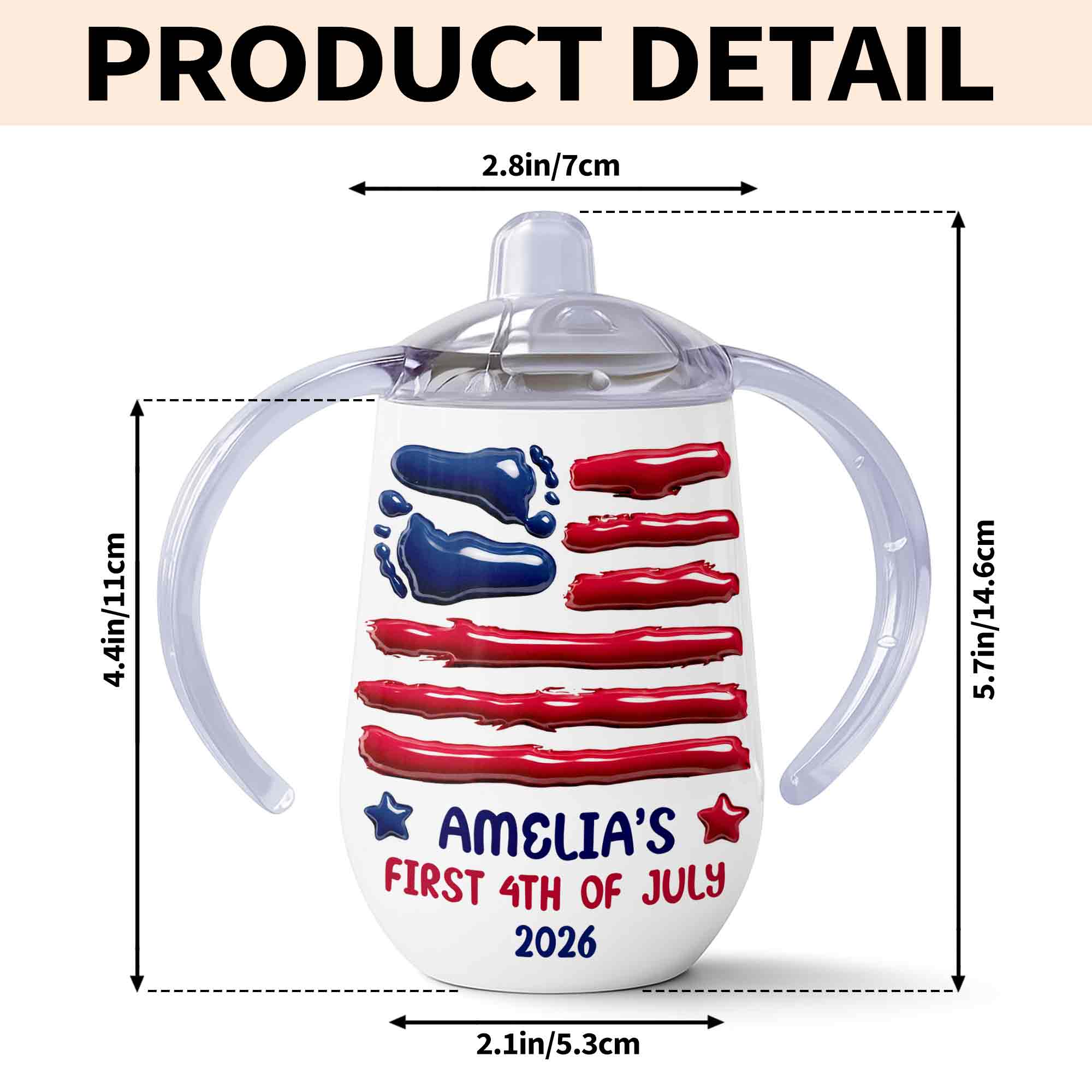 Personalized 4th of July Sippy Cup Custom Name for Kids