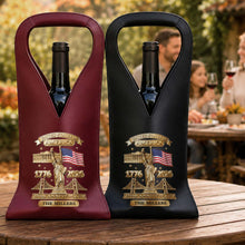 Load image into Gallery viewer, Personalized Leather Wine Bag Custom Name USA Flag Gift
