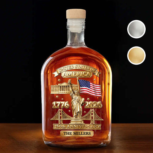 Personalized Whiskey Bottle Custom Family Name 250th Anniversary Gift for Dad