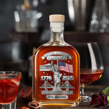 Load image into Gallery viewer, Personalized Whiskey Bottle Custom Family Name 250th Anniversary Gift for Dad
